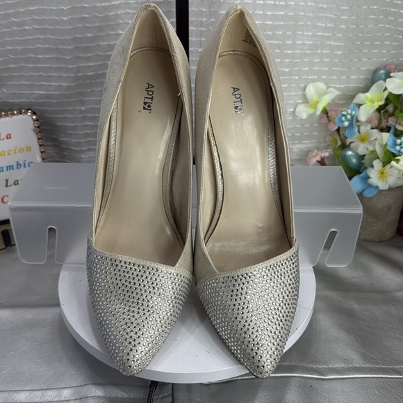 (O) Apt. 9, Women's Rhinestone Satin High Heels, Size 8 M - Picture 2 of 9